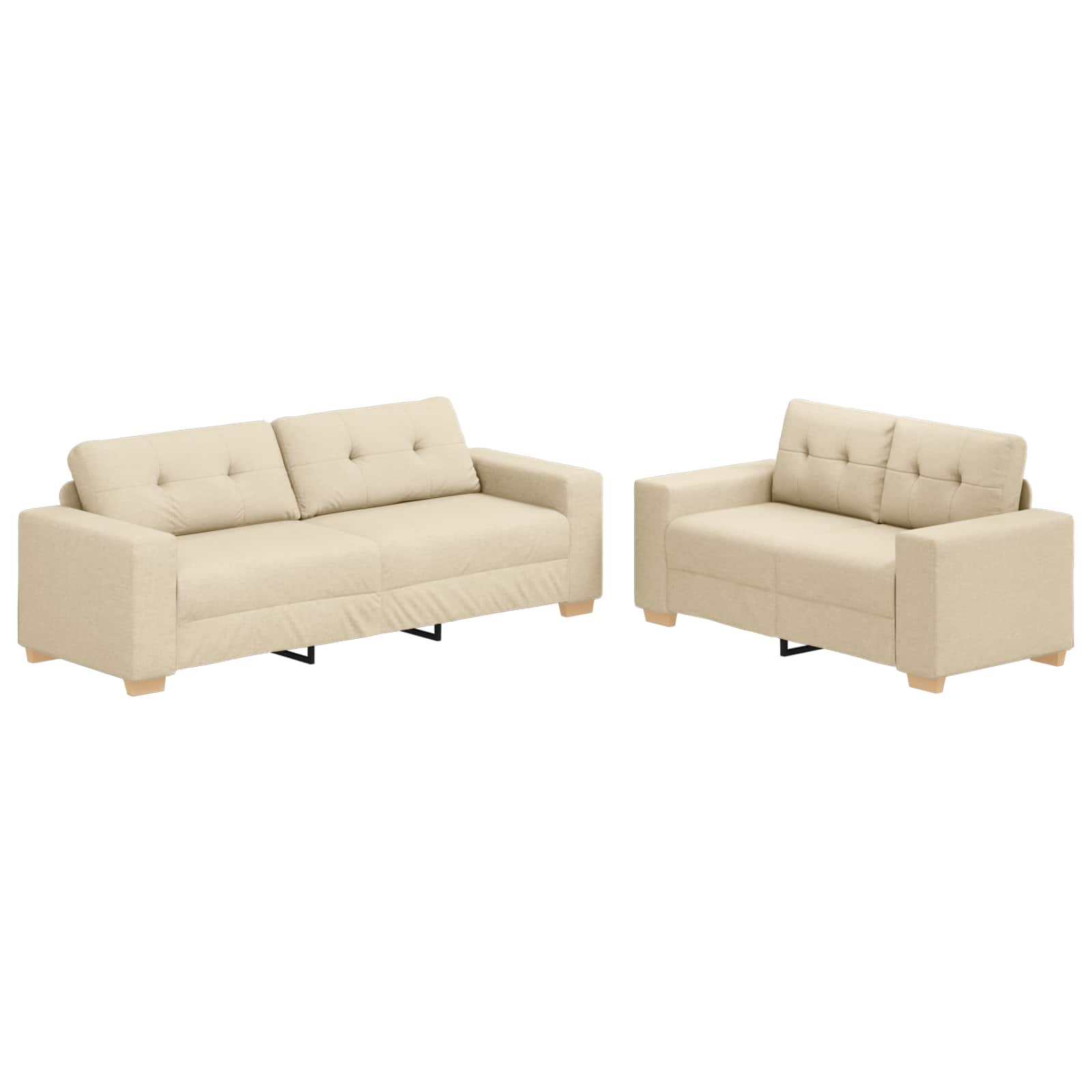 2-teiliges Sofa-Set mit Kissen, hellgrauer Stoff