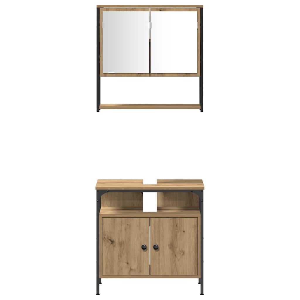 3-tlg. Badmöbel-Set Schwarz Holzwerkstoff