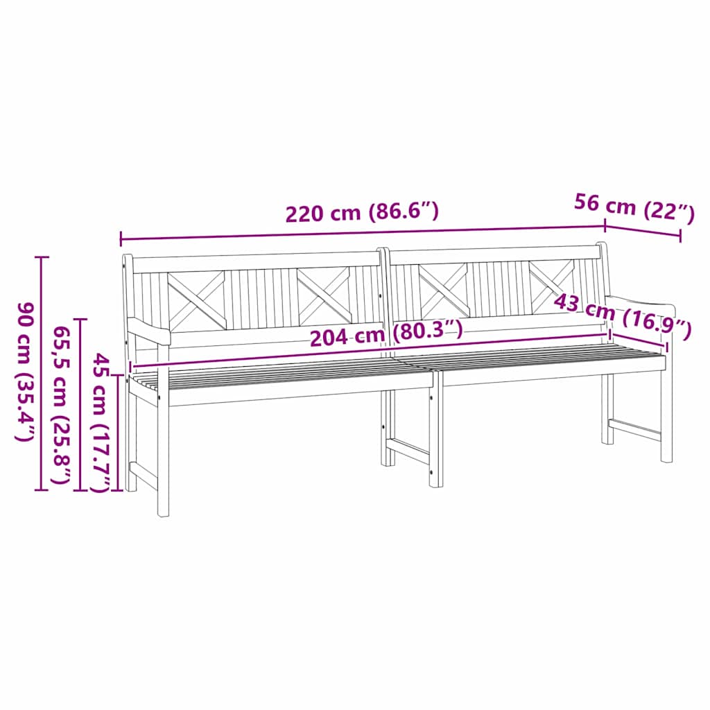Bank Outdoor Natur 110 x 56 x 90 cm Massivholz Akazie