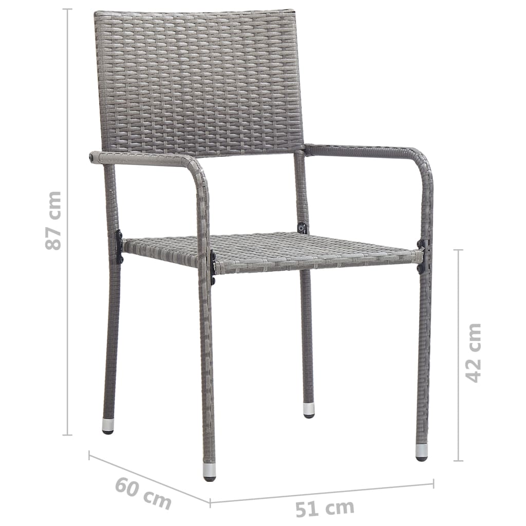 Garten-Essstühle 6 Stk. Stapelbar Schwarz Polyrattan