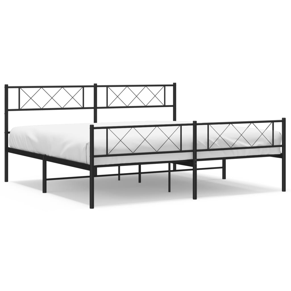 Bettgestell mit Kopfteil Metall Schwarz 100x190 cm