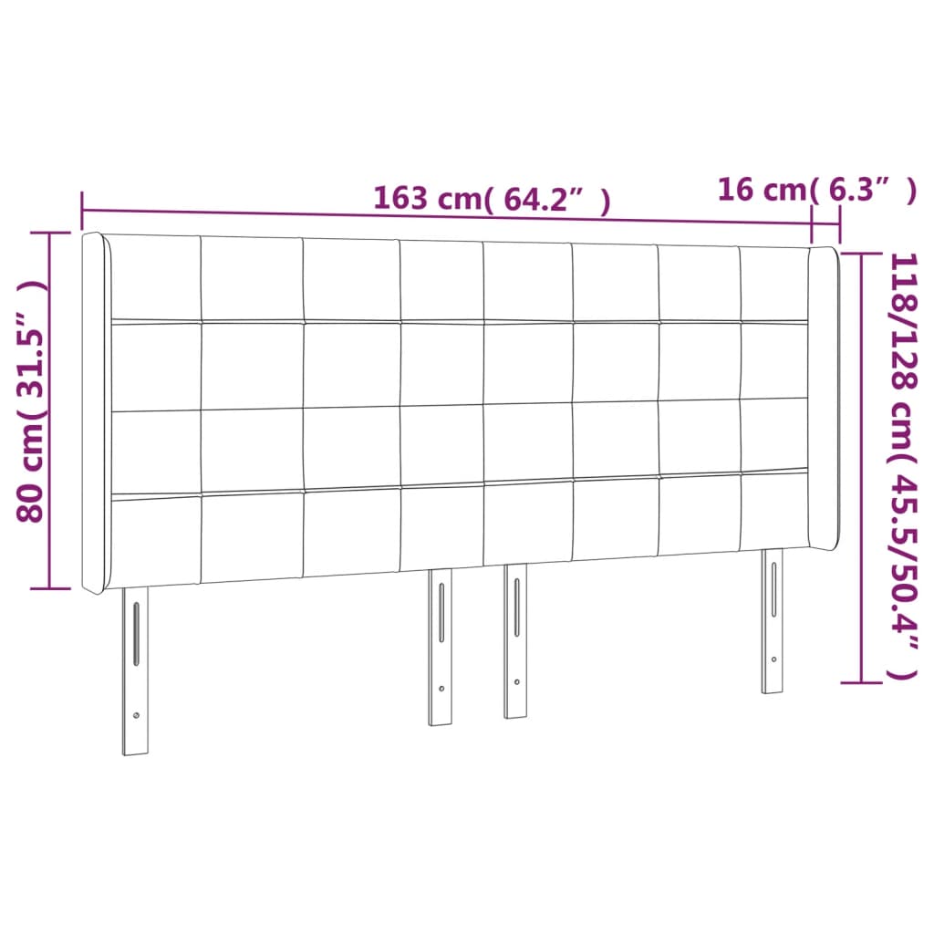 Kopfteil mit Ohren Dunkelblau 93x16x78/88 cm Samt