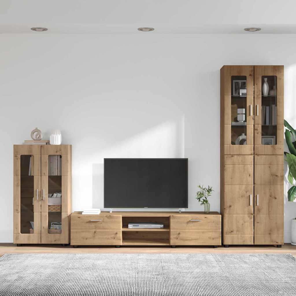 Highboard mit Regal FLORIN Weiß 60 x 35 x 182 cm Holzwerkstoff