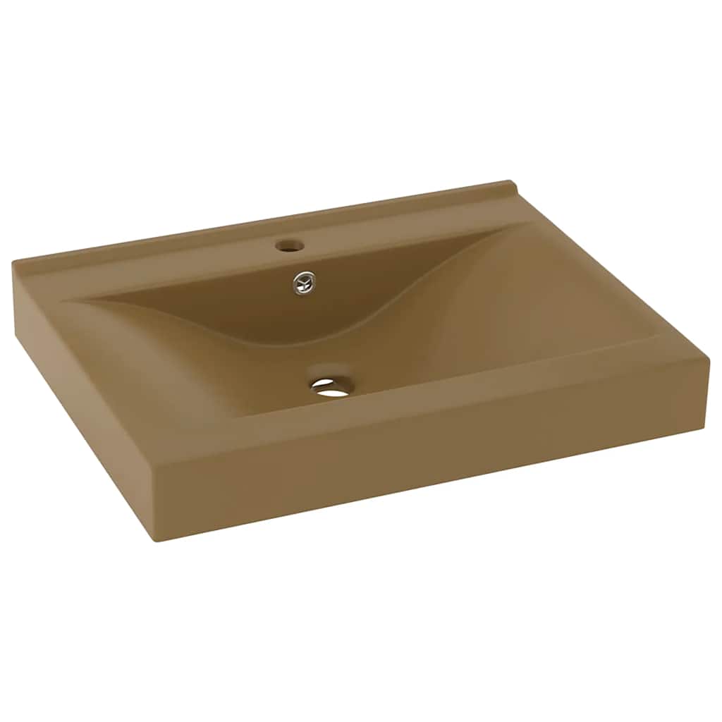 Luxus-Waschbecken mit Hahnloch Matt-Weiß 60x46 cm Keramik