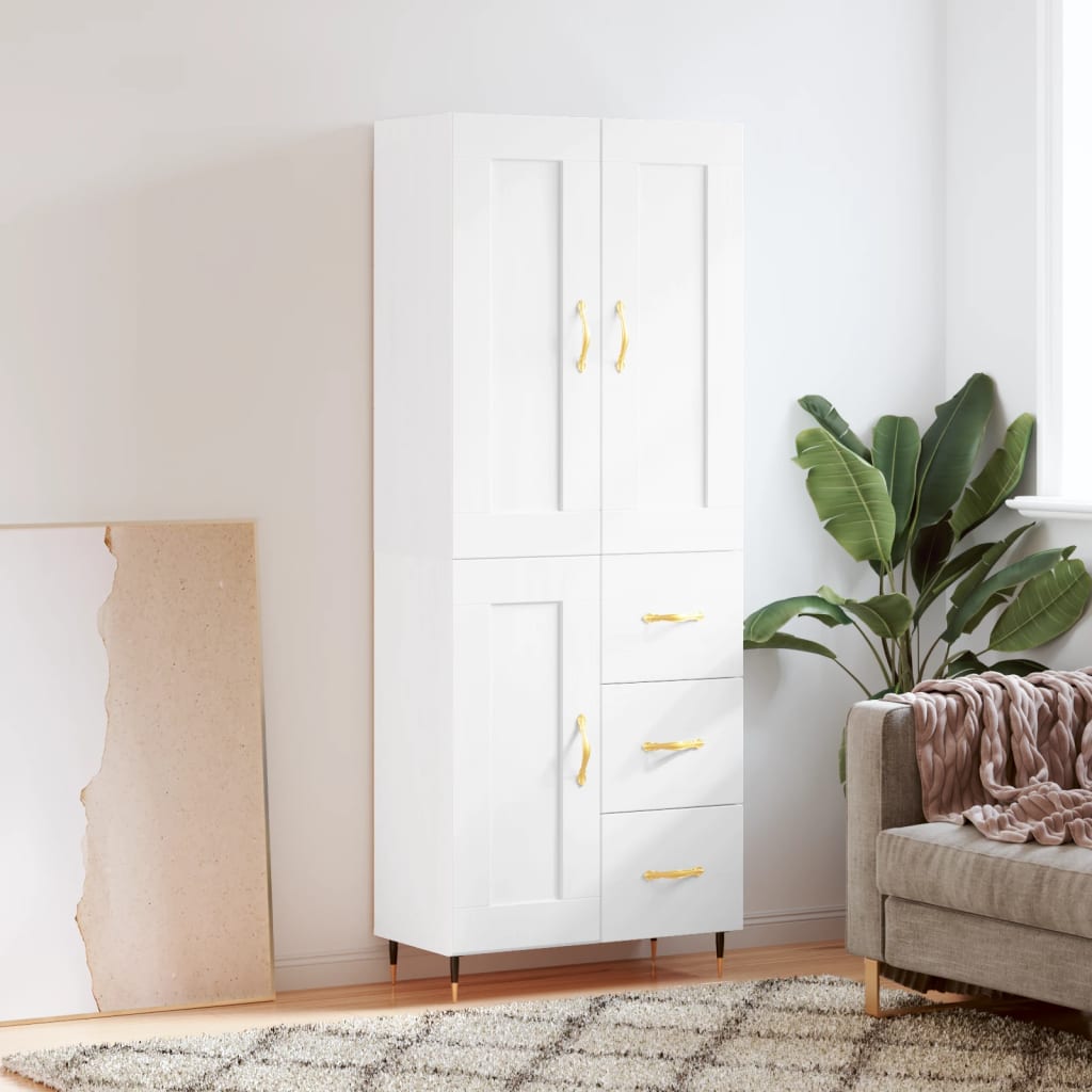 Highboard Betongrau 69,5x34x180 cm Holzwerkstoff