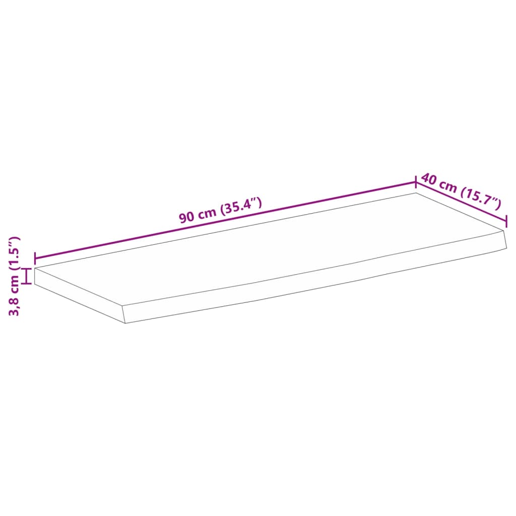 Wandregal 40x20x2,5 cm Rechteckig Massivholz Akazie Baumkante