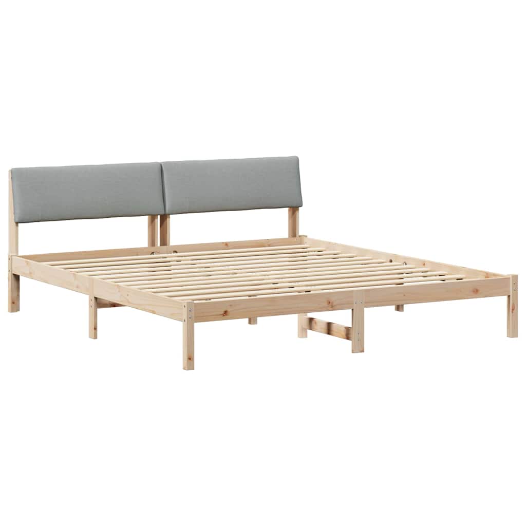 Bettgestell Braun und hellgrau 200 x 200 cm Massivholz Kiefer