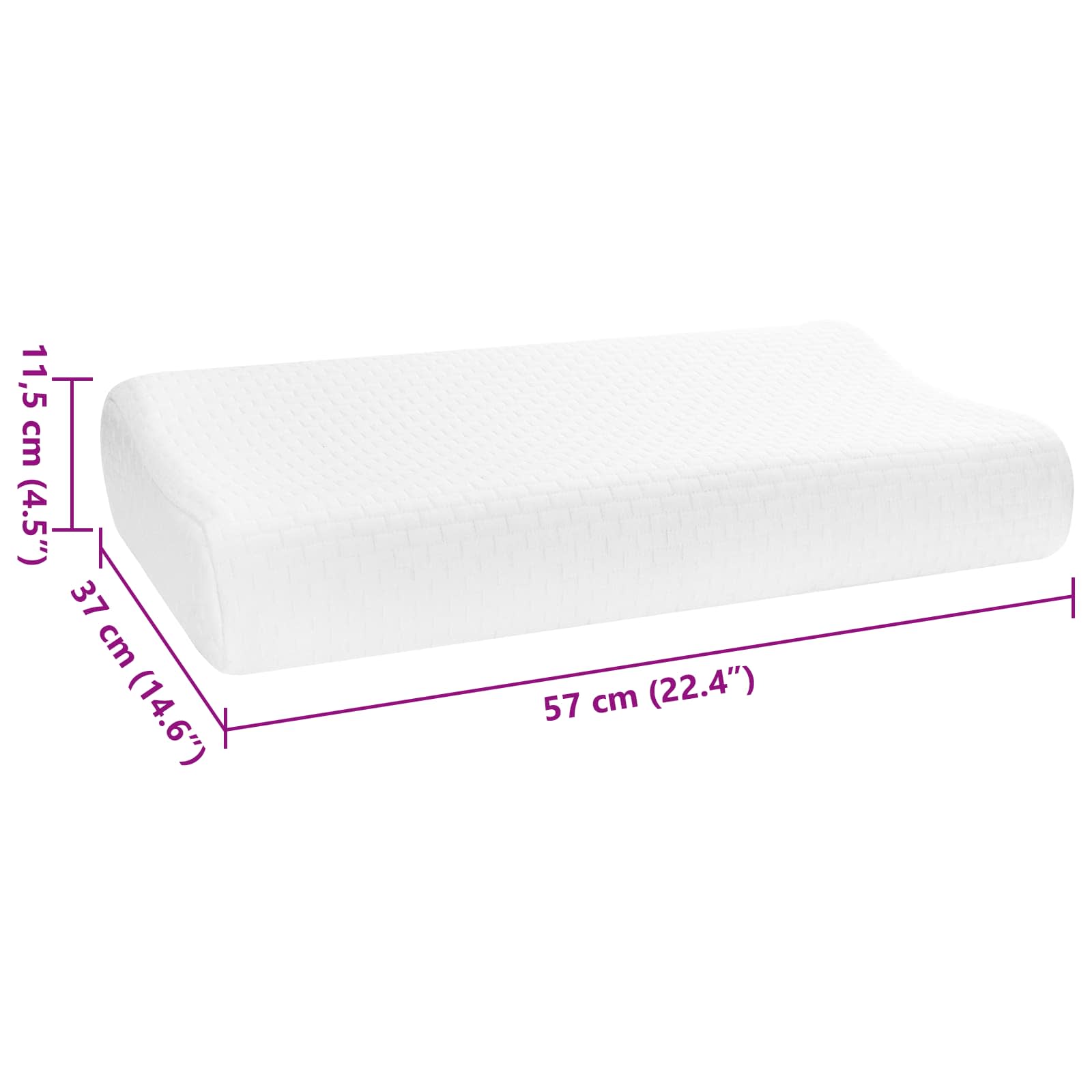 Schlafkissen Uni Weiß 60 x 37 x 12,5 cm Viscoschaum