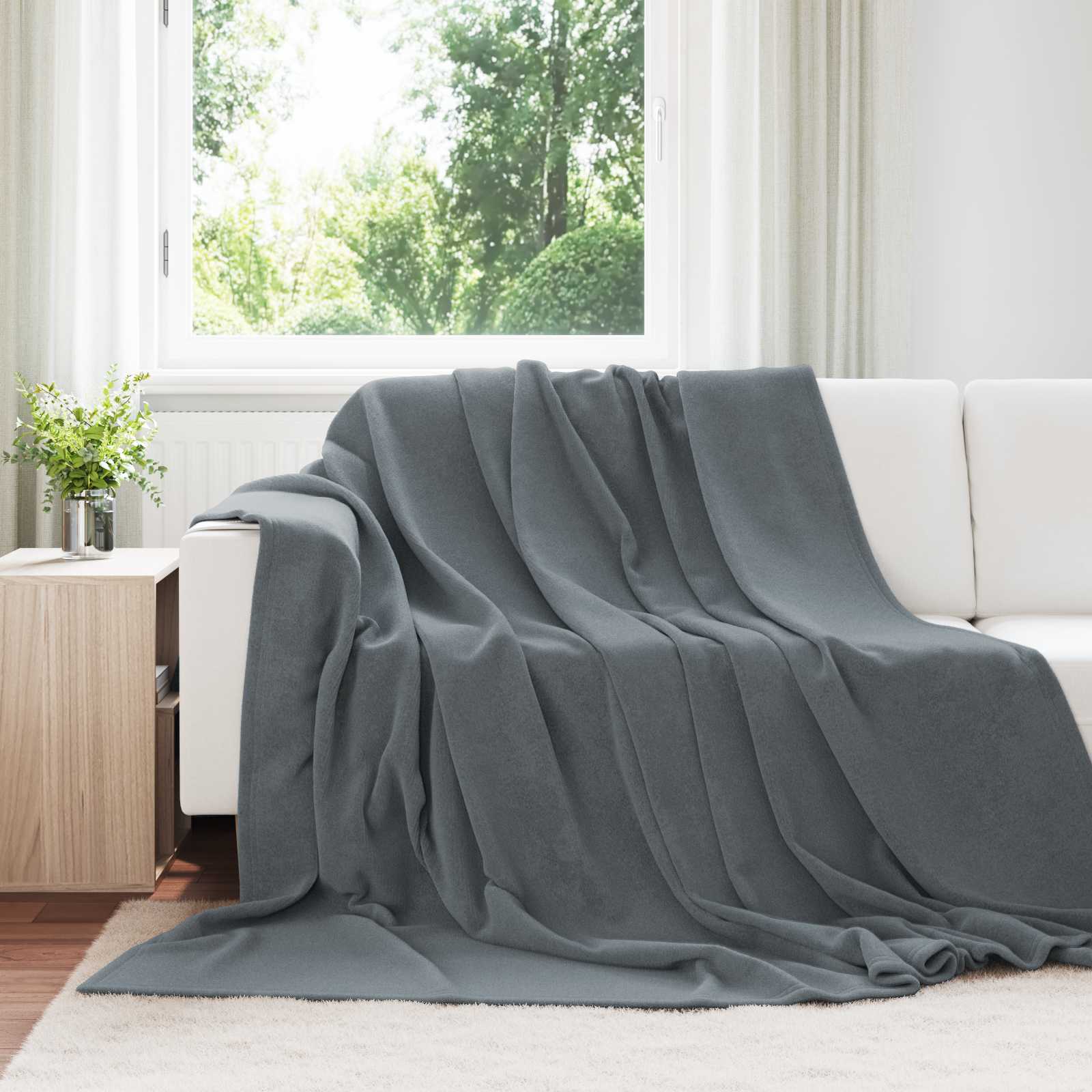 Überwurfdecke Beige 130 x 150 cm Fleece