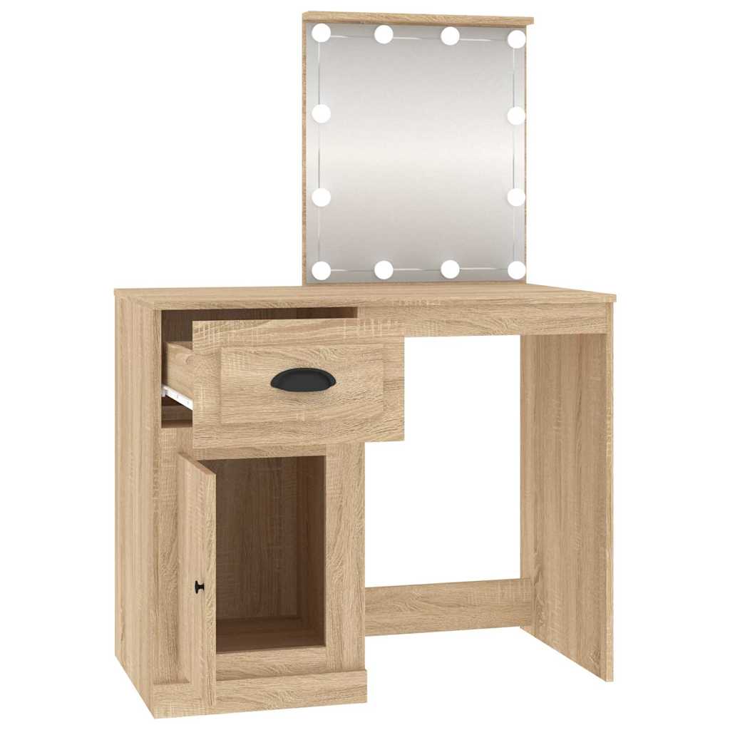 Schminktisch mit Spiegel Weiß 90x50x132,5 cm Holzwerkstoff