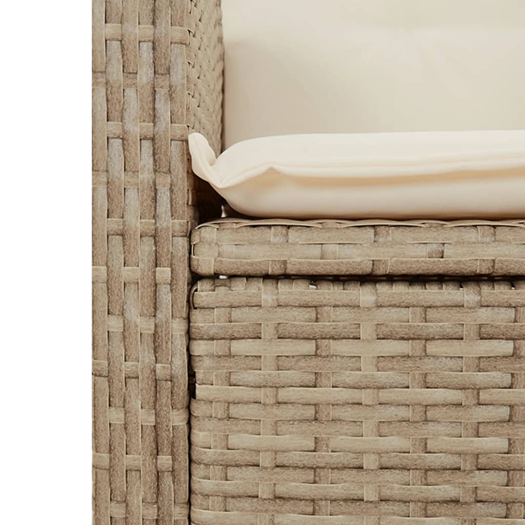 Gartenbank Verstellbar mit Kissen Schwarz Poly Rattan