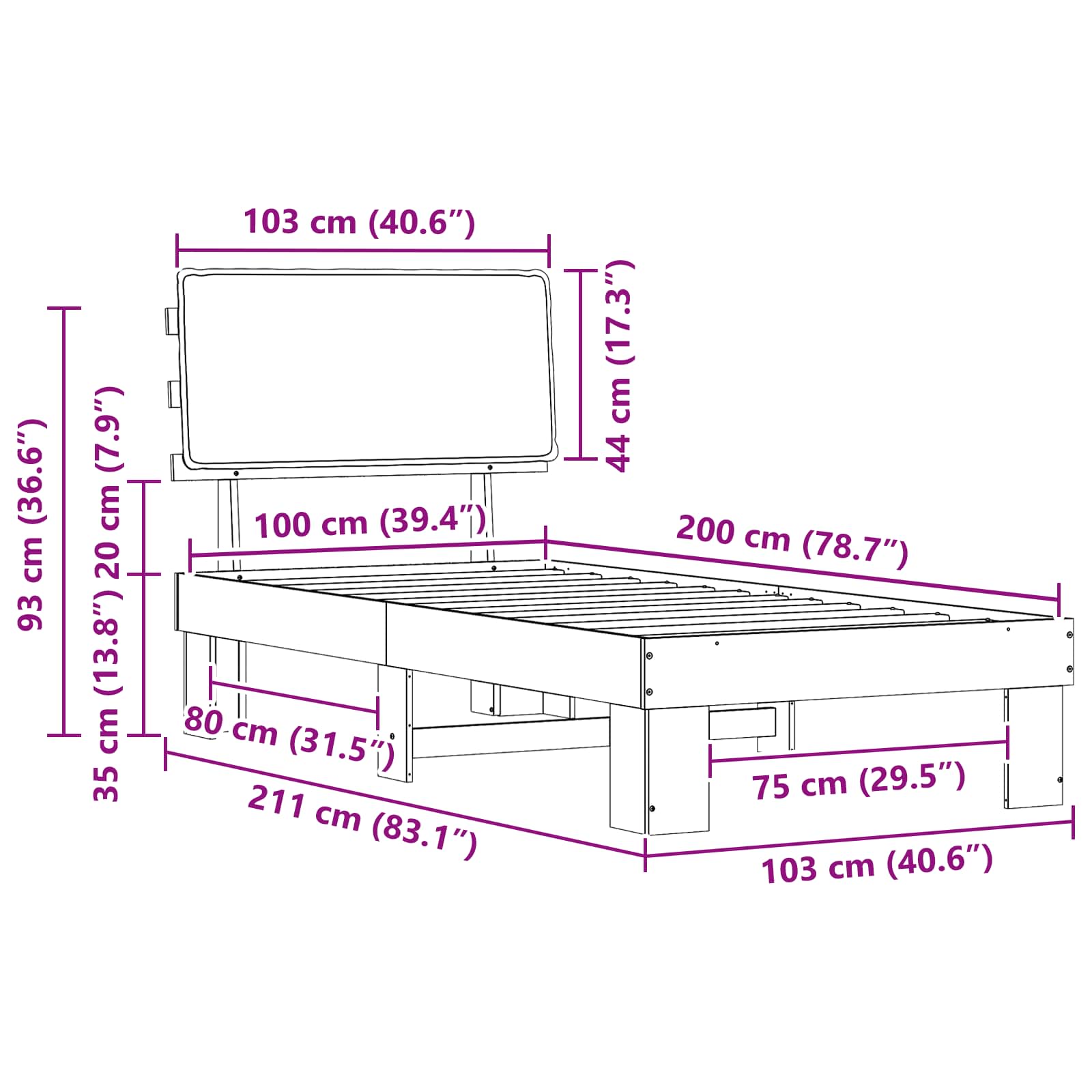 Bettgestell mit gepolstertem Kopfteil Hellgrau 200 x 200 cm