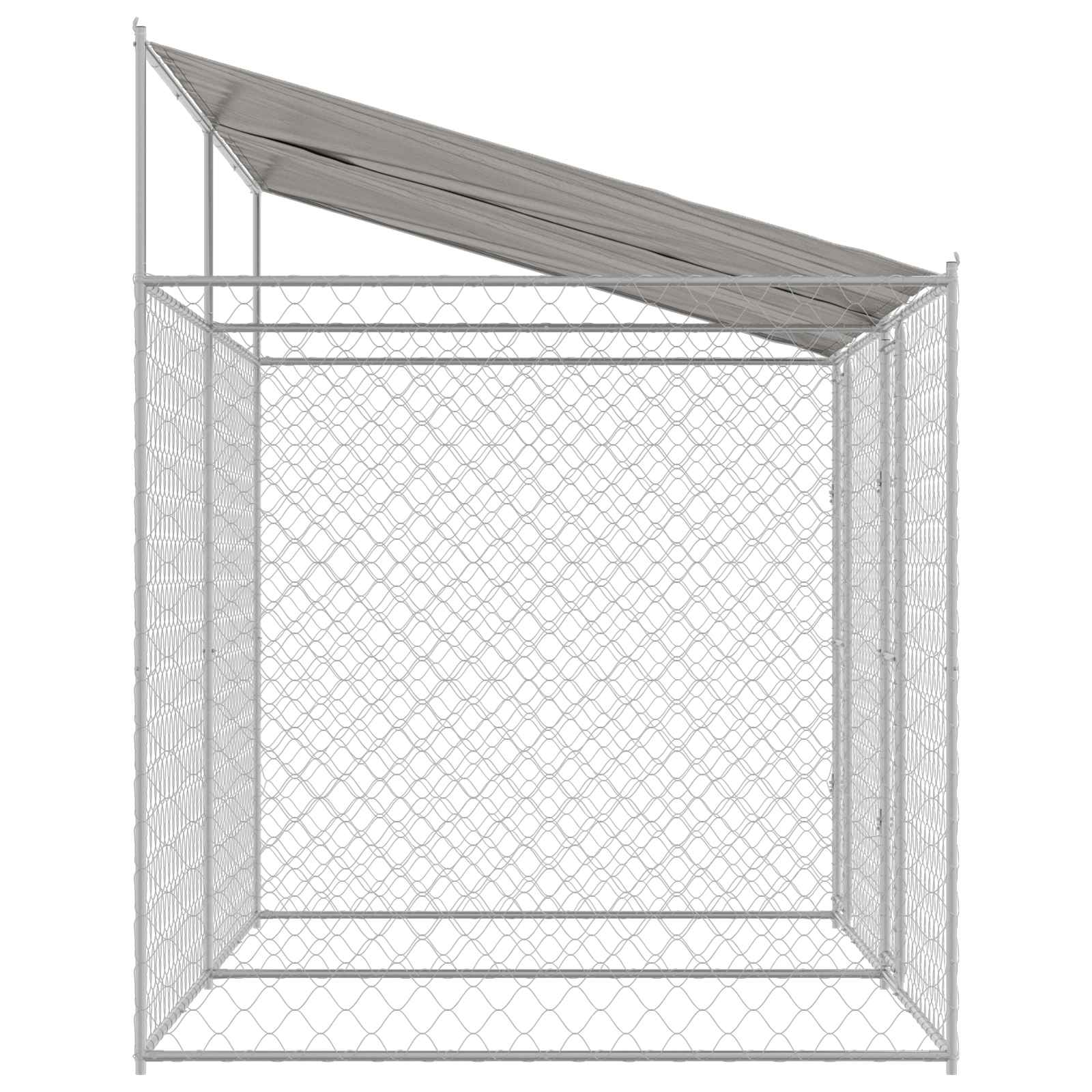 Hundezwinger mit Dach und Tür Grau 2x2x2 m Verzinkter Stahl