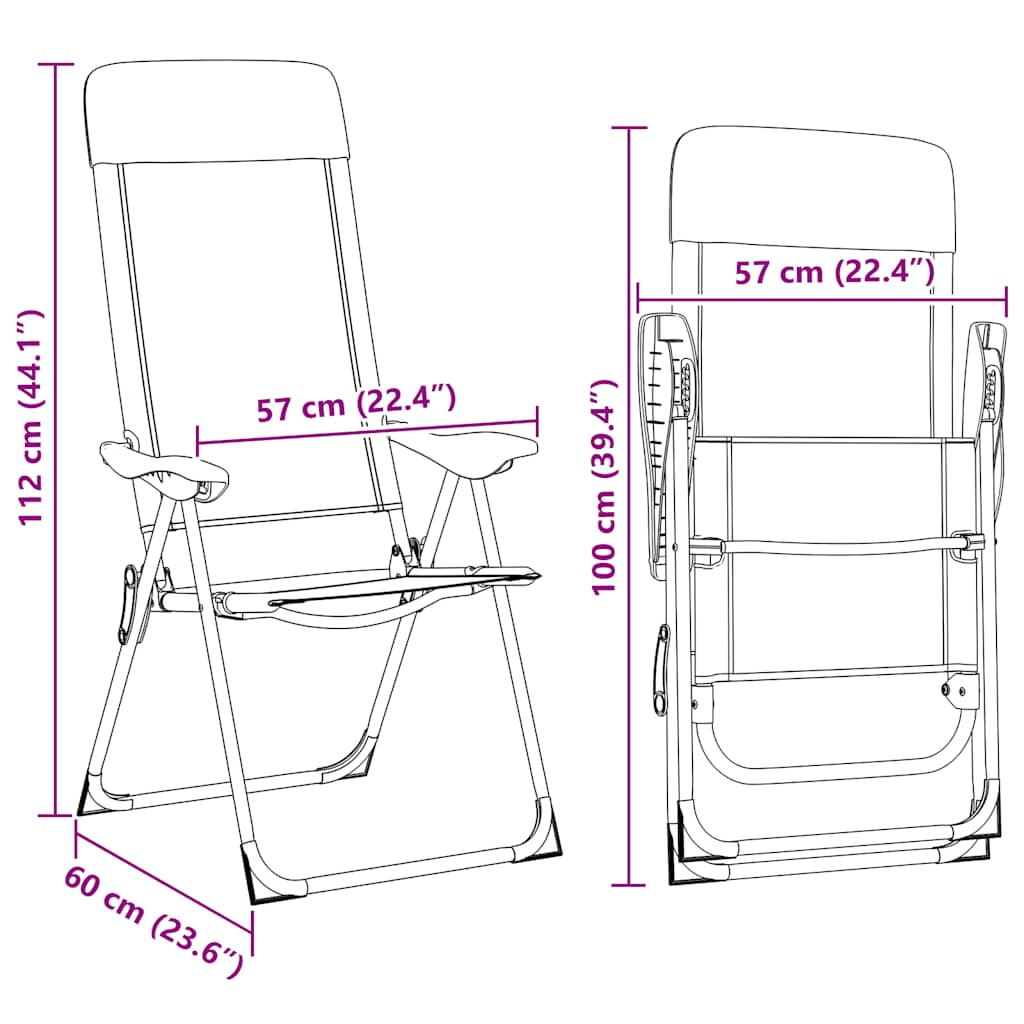 Klappbare Campingstühle 2 Stk. Grau Aluminium