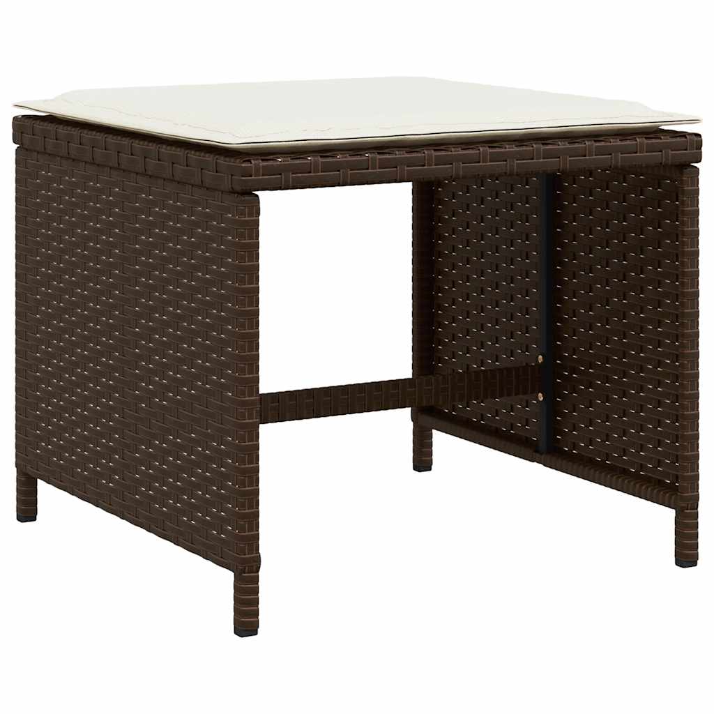 Gartenhocker mit Kissen 4 Stk. Schwarz 41x41x36 cm Poly Rattan