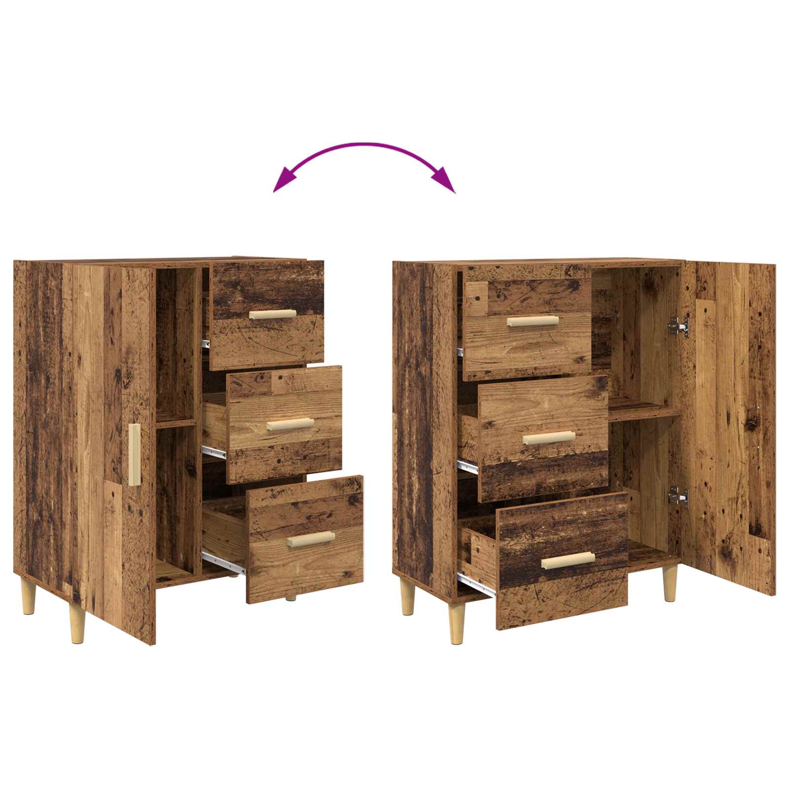 Highboard Altholz 69,5 x 32,5 x 180 cm Holzwerkstoff