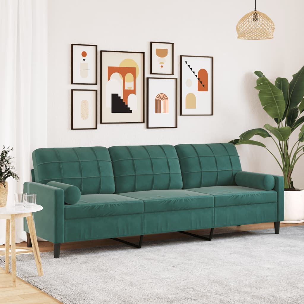 2-Sitzer-Sofa mit Zierkissen Hellgrau 120 cm Samt