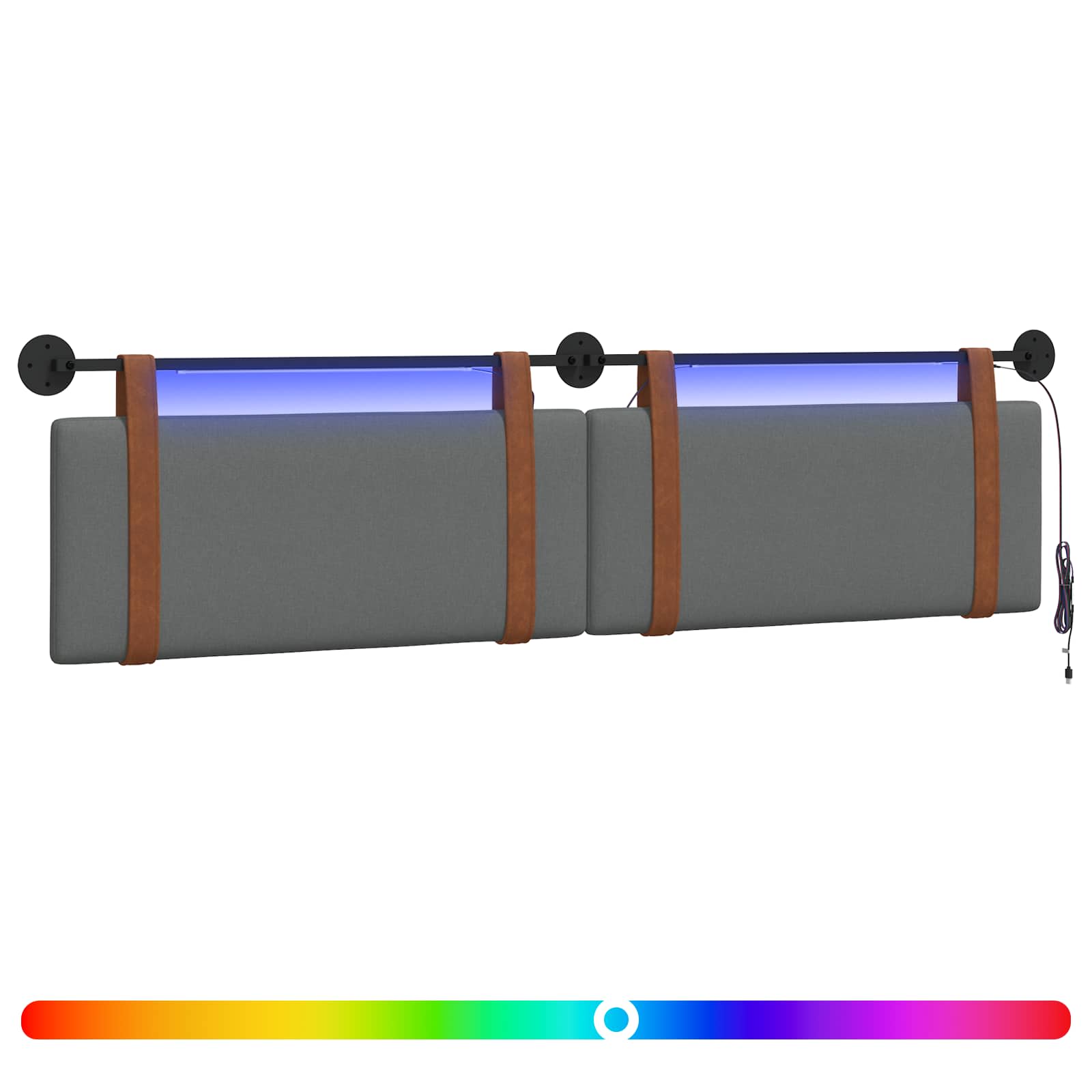 Hängendes Kopfteil Mit LED Licht Wolkengrau Antikes PU