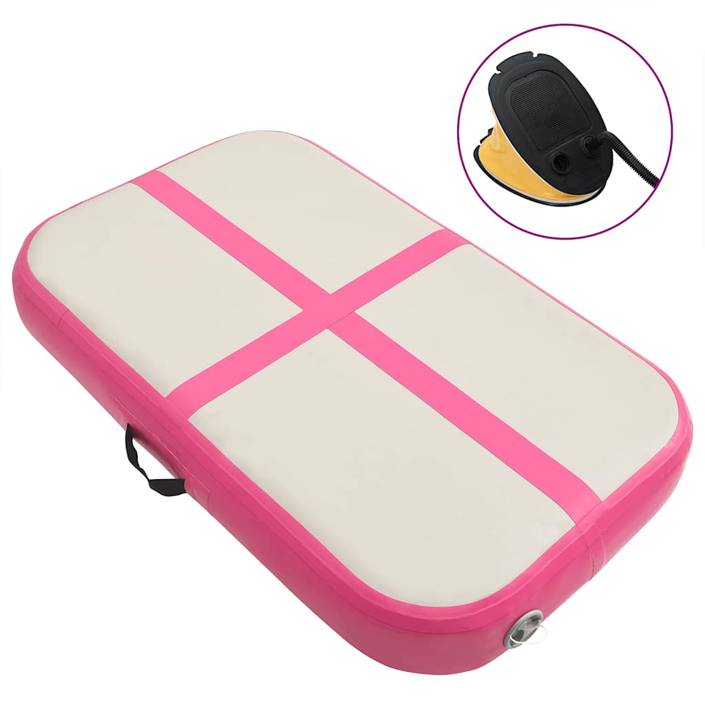 Aufblasbare Gymnastikmatte mit Pumpe 300×100×10 cm PVC Rosa