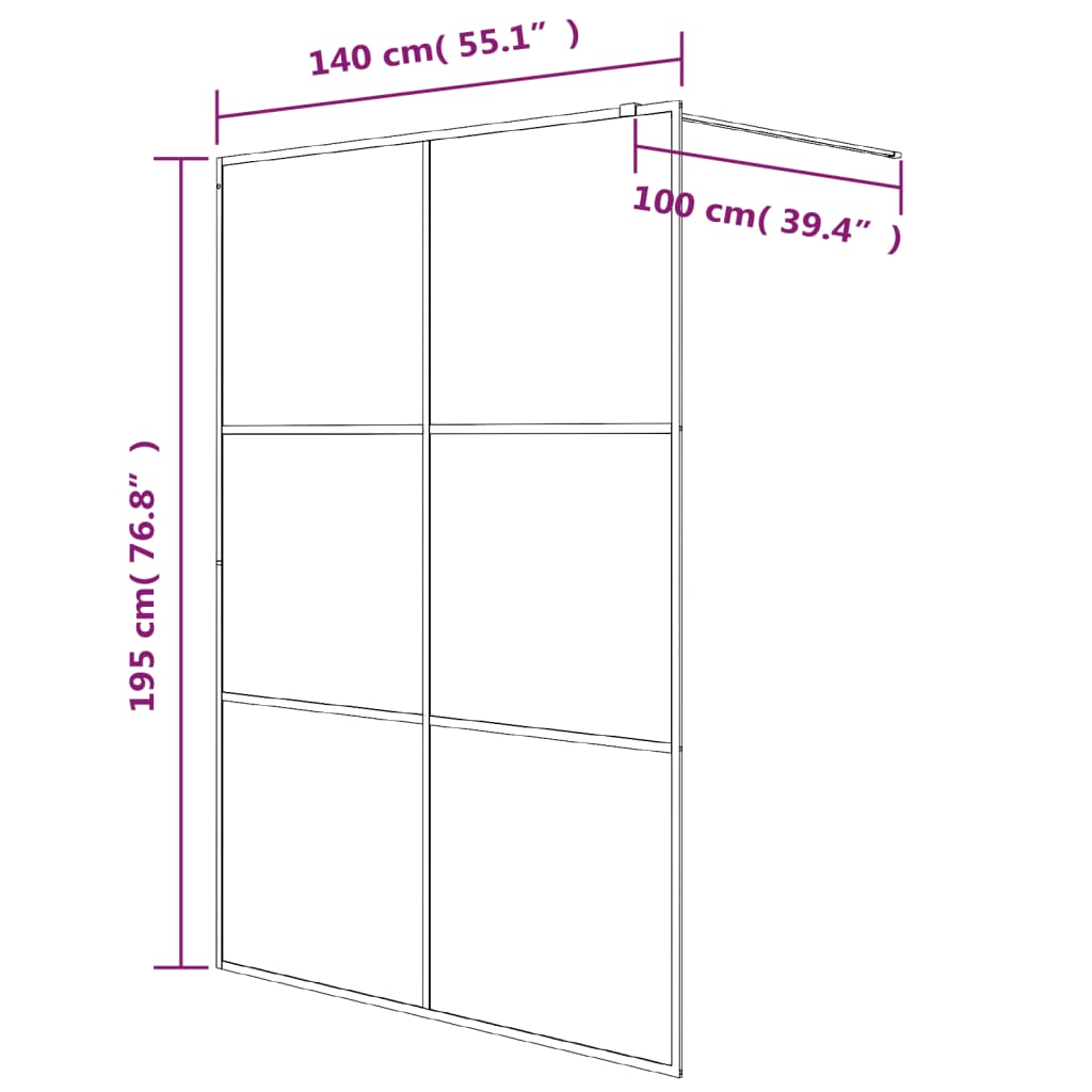 Duschwand für Begehbare Dusche Schwarz 100x195 cm ESG-Glas Klar