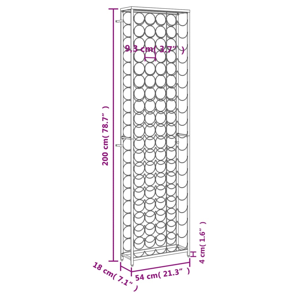 Flaschenregal für 45 Flaschen Metall