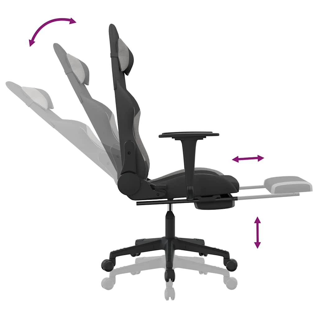 Gaming-Stuhl mit Massagefunktion Schwarz und Creme Stoff