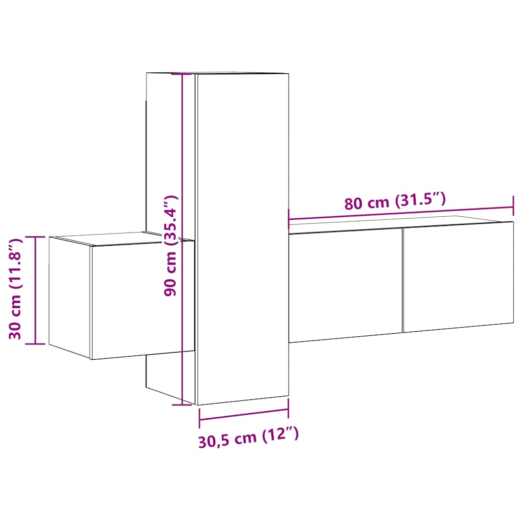 5-tlg. TV-Schrank-Set Weiß Holzwerkstoff