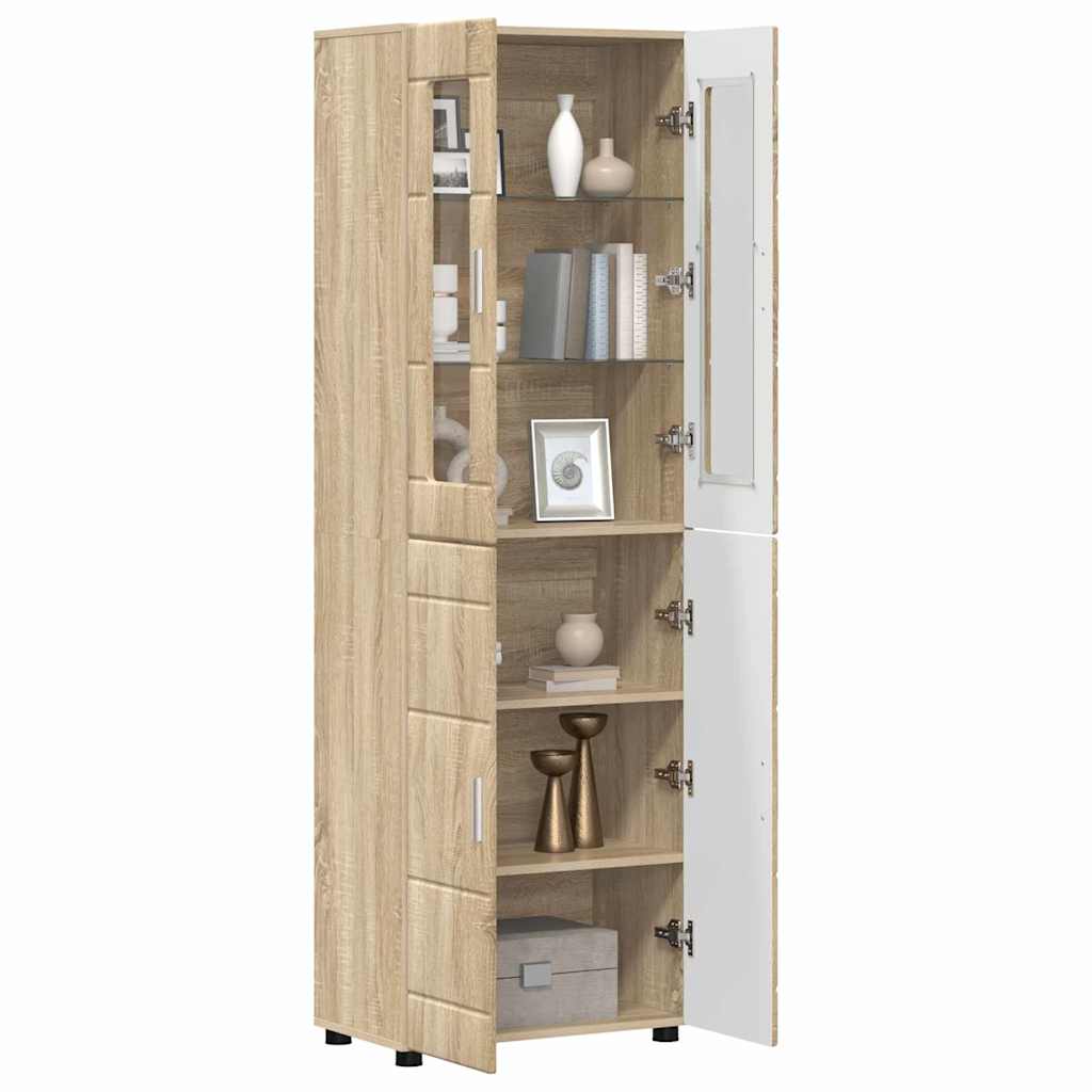Highboard mit Regal FLORIN Weiß 60 x 35 x 182 cm Holzwerkstoff