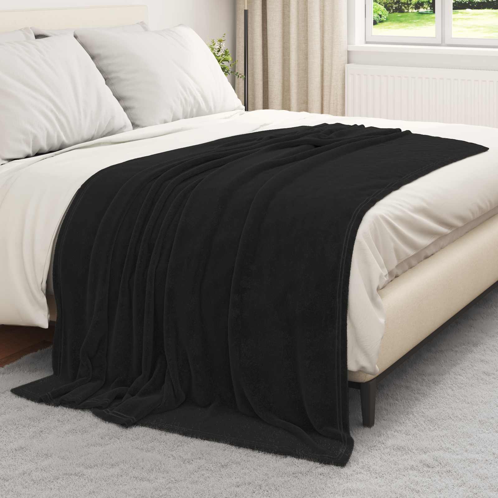 Überwurfdecke Beige 130 x 150 cm Fleece