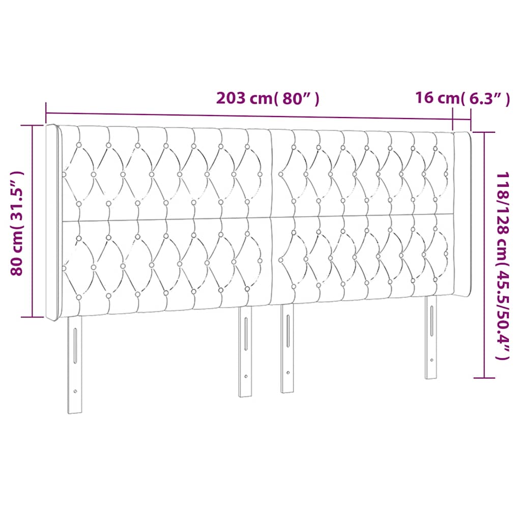 Kopfteil mit Ohren Dunkelblau 93x16x78/88 cm Samt