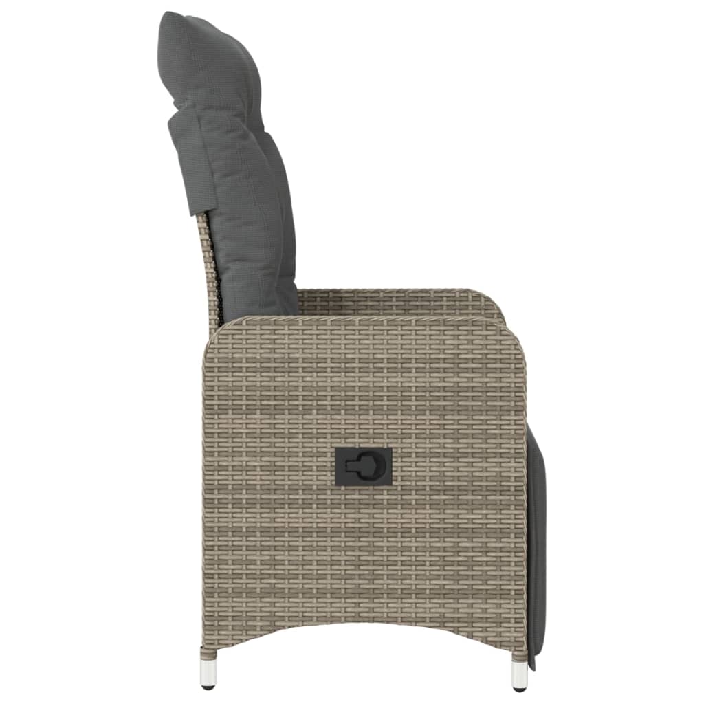 Gartensessel Verstellbar mit Kissen Schwarz Poly Rattan