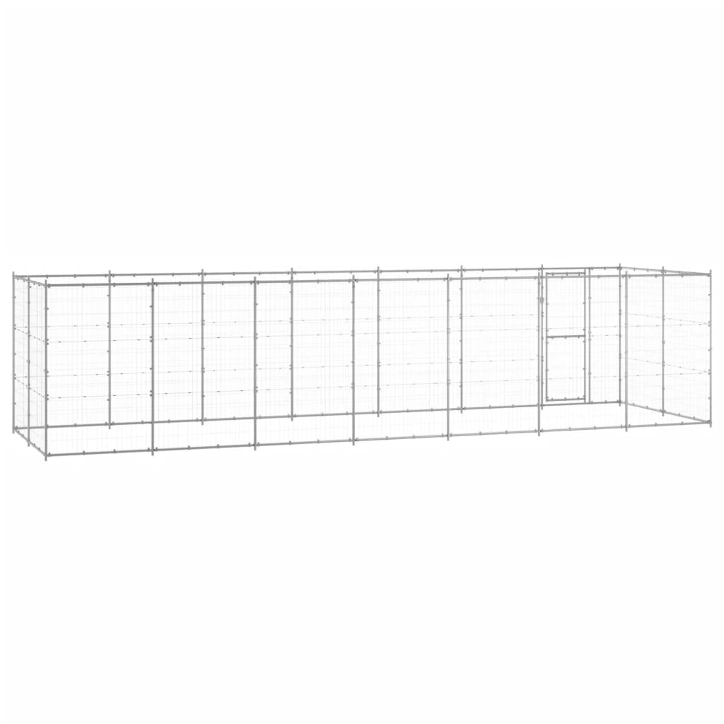 Outdoor-Hundezwinger mit Überdachung Stahl 7,26 m²