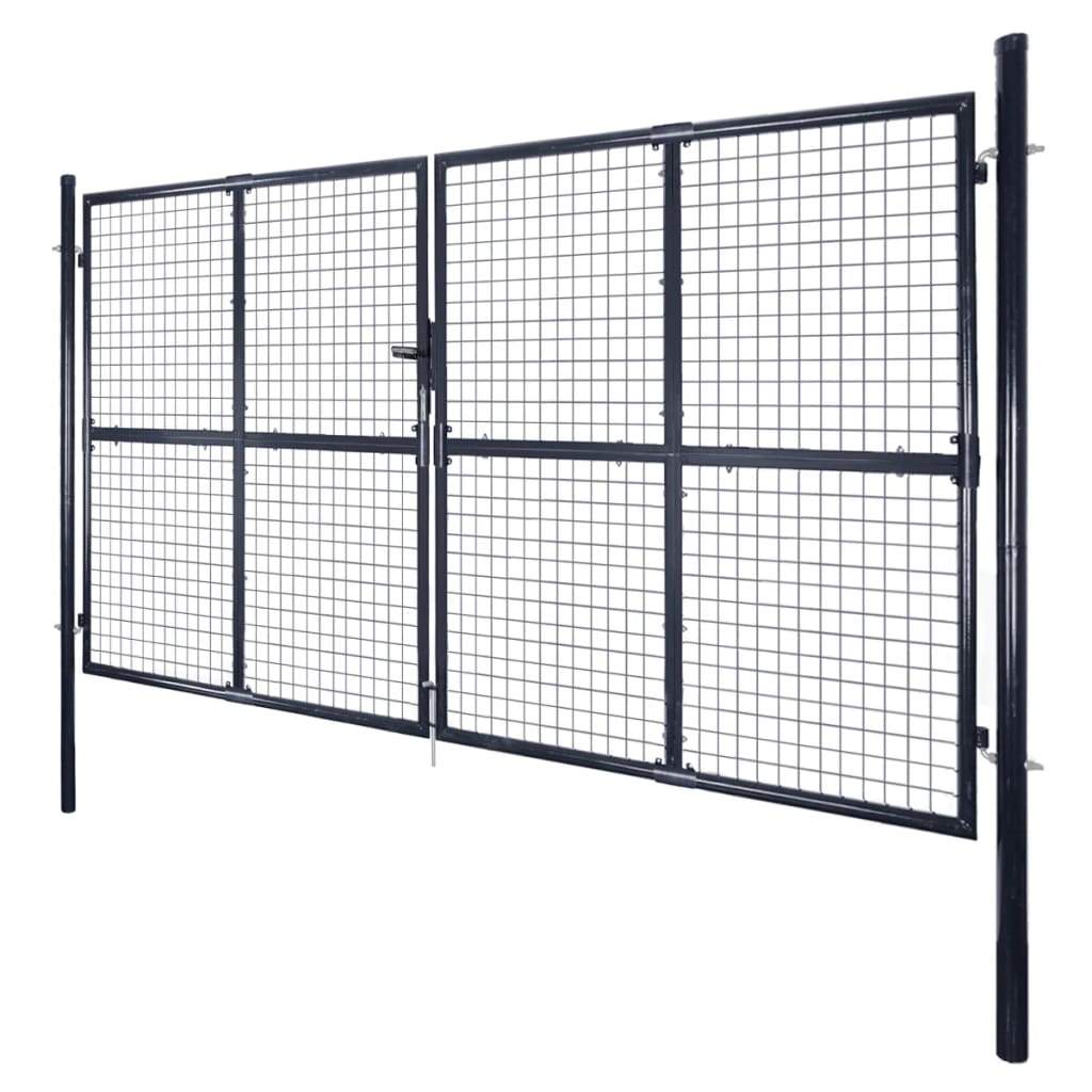 Maschen-Gartentor verzinkter Stahl 300 x 75 cm Grau