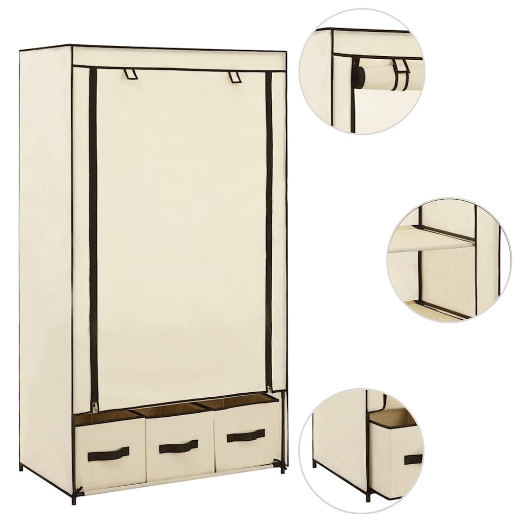 Kleiderschrank Schwarz 87 x 49 x 159 cm Stoff