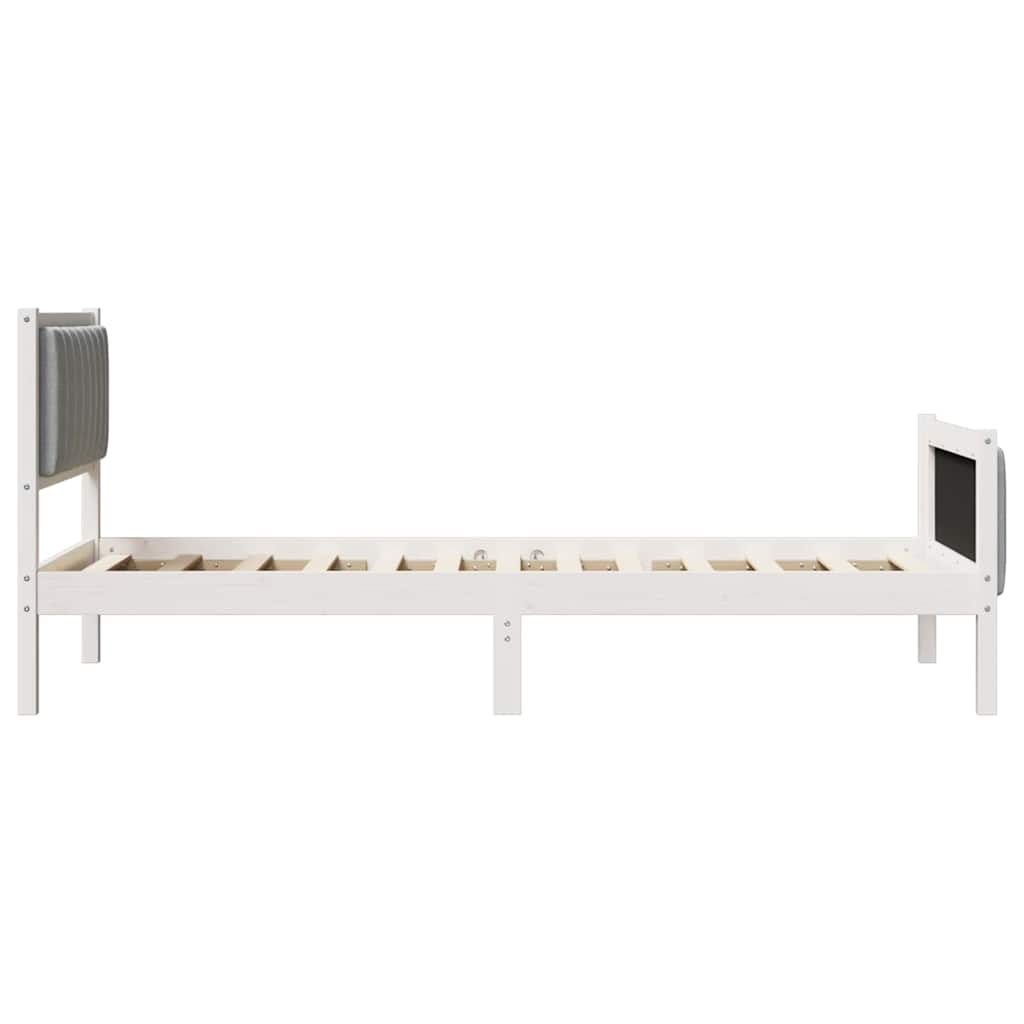Bettgestell Braun und hellgrau 200 x 200 cm Massivholz Kiefer