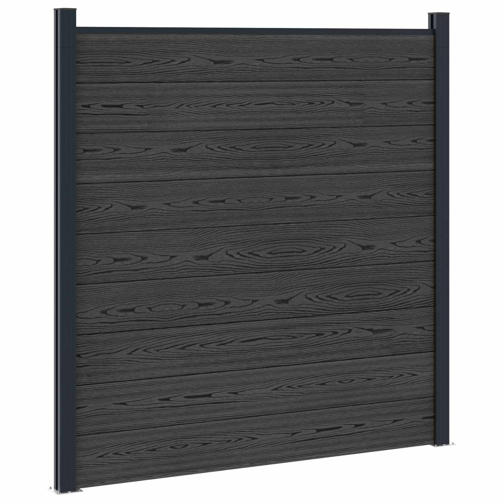 Zaunelement WPC 180x186 cm Schwarz