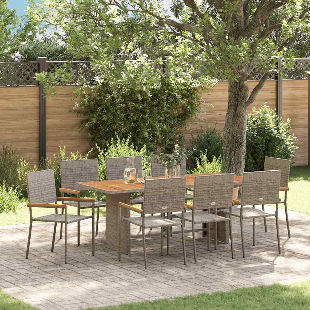 Garten Essgruppe 7 pcs Schwarz Poly-Rattan