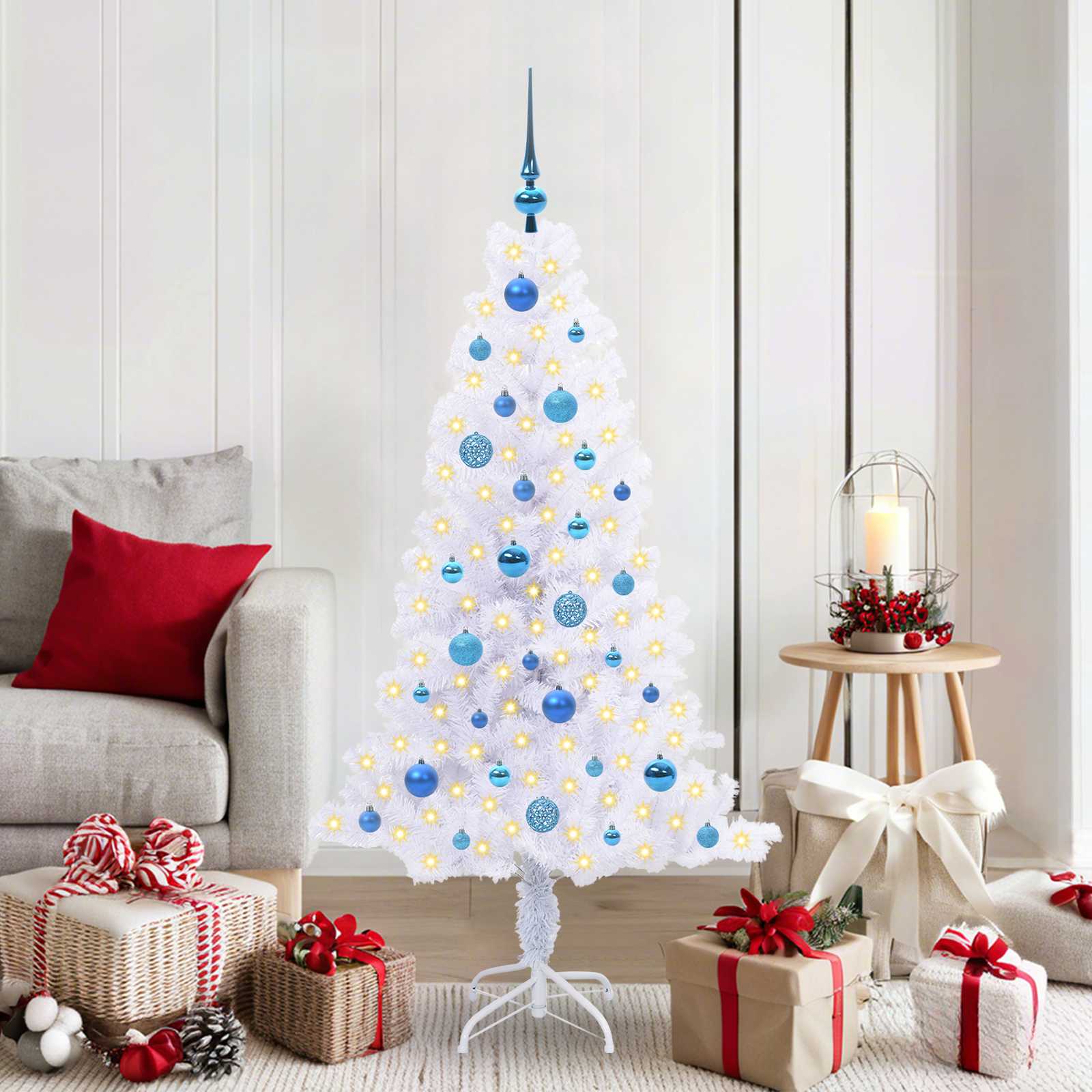 Künstlicher Weihnachtsbaum Weiß 120 cm PVC und Stahl