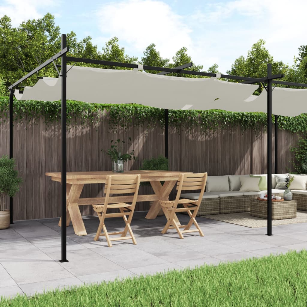 Pergola mit Schiebedach Creme 295x292x230 cm