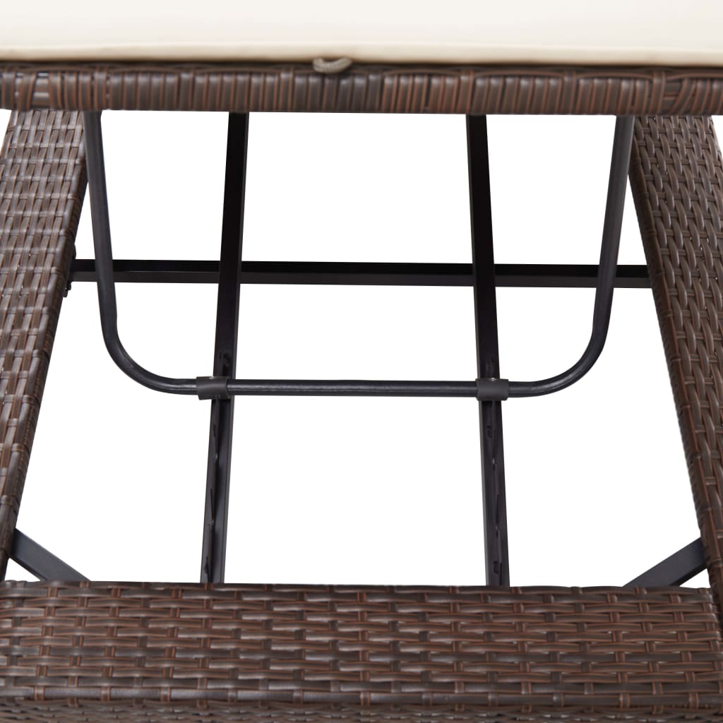Sonnenliege mit Auflage Grau Poly Rattan