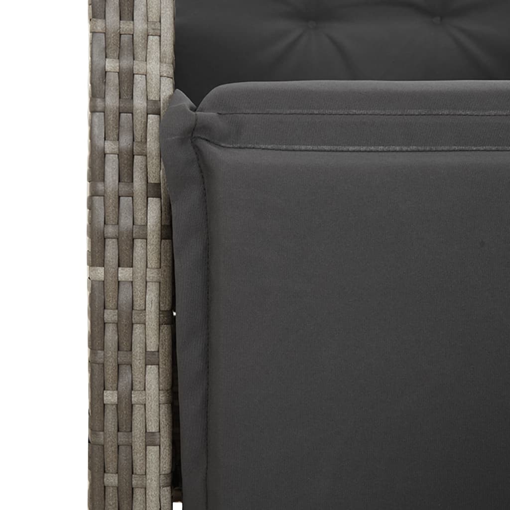 Gartensessel mit Fußteil Verstellbar Schwarz Poly Rattan