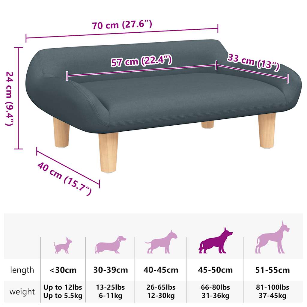 Hundebett Creme 70x40x24 cm Stoff