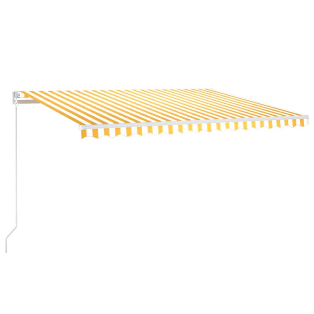 Markise Manuell Einziehbar mit LED 300x250 cm Blau und Weiß