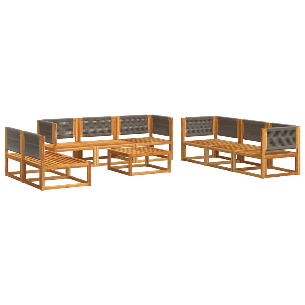 6-tlg. Gartensofa-Set mit Kissen Holz Akazie & Seil