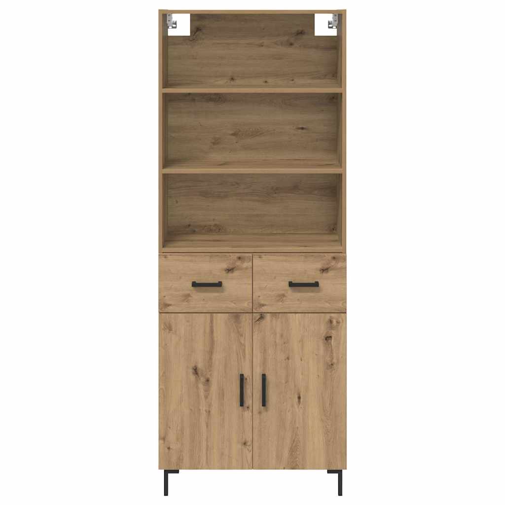 Highboard Hochglanz-Weiß 69,5x34x180 cm Holzwerkstoff