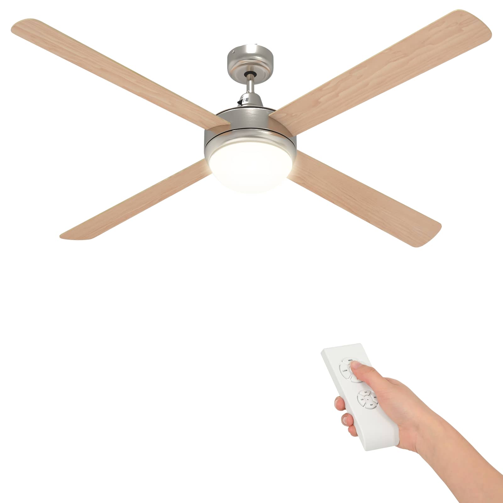 Deckenventilator mit Licht und Fernbedienung Ø 130 cm Weiß