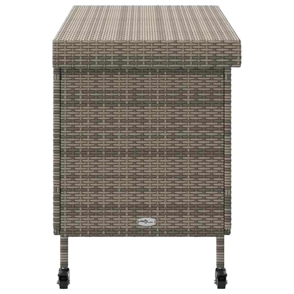 Gartentruhe mit Rollen Schwarz 110x55x73 cm Poly Rattan
