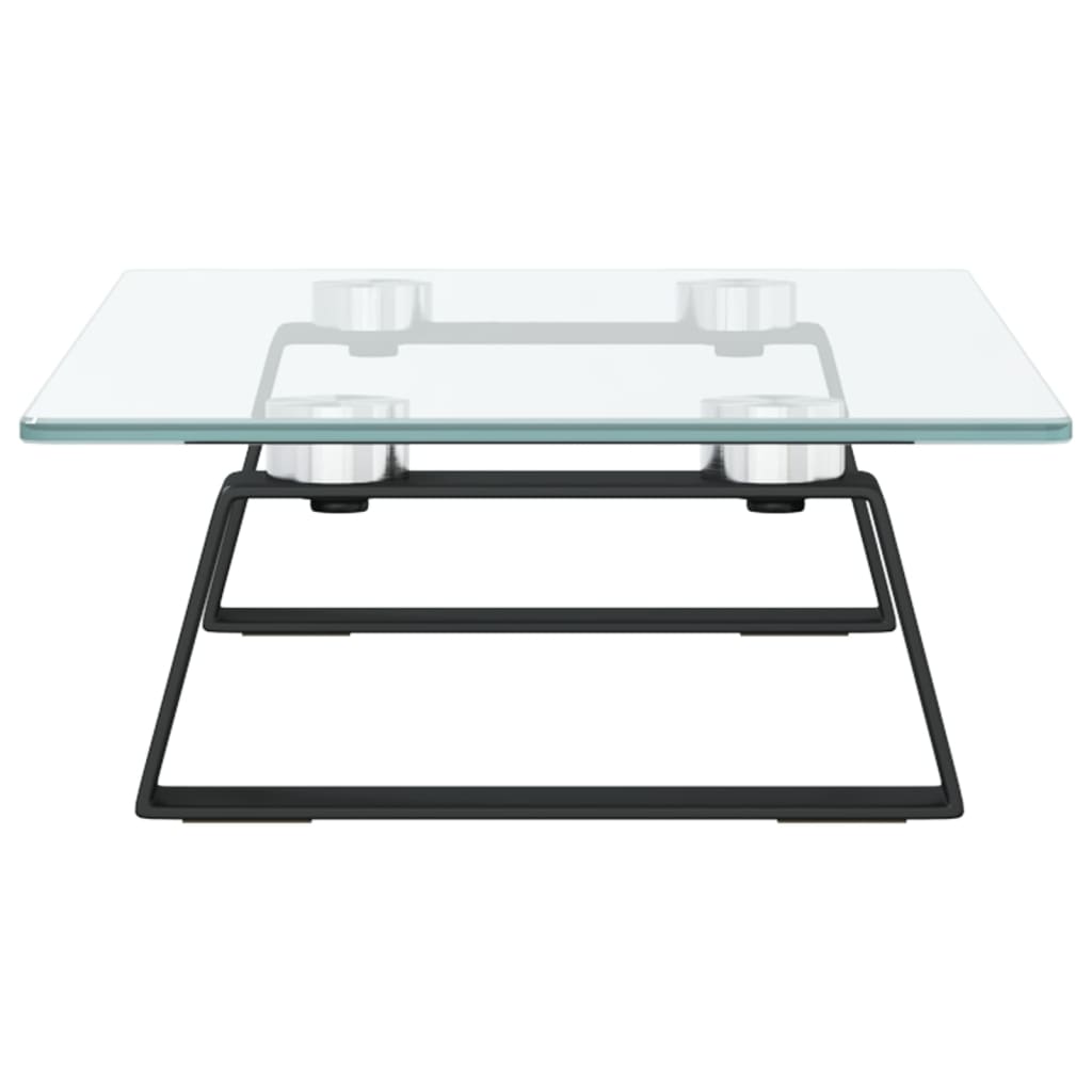 Monitorständer Weiß 60x20x8 cm Hartglas und Metall