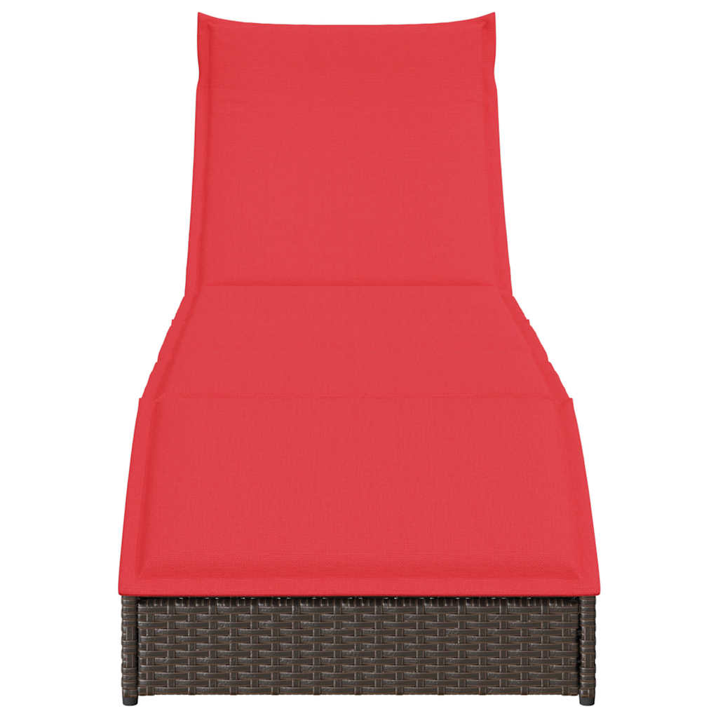 Klappliege mit Auflage und Stauraum Schwarz Poly-Rattan