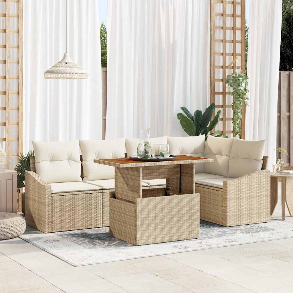 Garten Essgruppe mit Kissen 6 pcs Schwarz und Creme